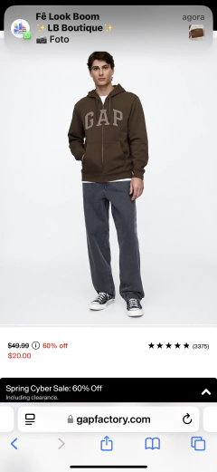 Moletom Gap Masculino Marrom Zíper - GAP7651 - Tamanho P - loja online