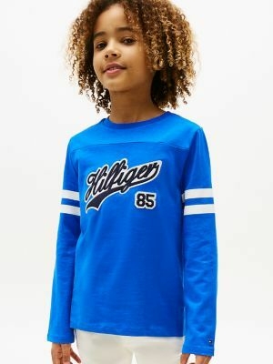 Camiseta Manga Longa Tommy Hilfiger Azul - TH4336- Tamanho 4 - 5 anos - comprar online