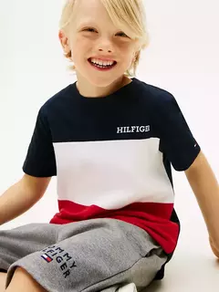 Camiseta Tommy Hilfiger Colorblock - TH8078 - Tamanho 8 - 10 anos na internet