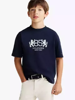 Camiseta Tommy Hilfiger Azul Marinho Bordado - TH2524 - Tamanho 4 - 5 anos - comprar online