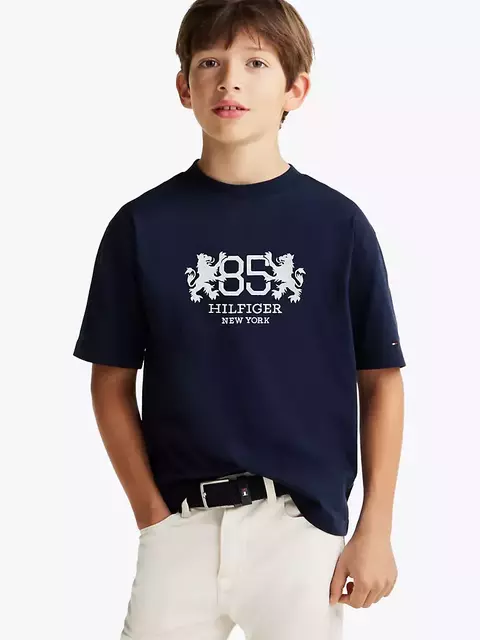 Camiseta Tommy Hilfiger Azul Marinho Bordado - TH2524 - Tamanho 4 - 5 anos - comprar online