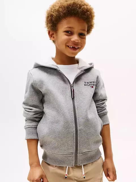 Moletom Tommy Hilfiger Ziper Cinza Escuro Ziper - TH5878 - Tamanho 6 - 7 anos - comprar online