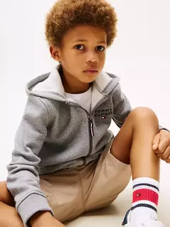 Moletom Tommy Hilfiger Ziper Cinza Escuro Ziper - TH5878 - Tamanho 4 - 5 anos na internet