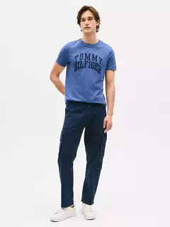 Camiseta Masculina Tommy Hilfiger Azul Escuro Regular Fit - TH695 - Tamanho P na internet