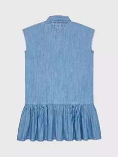 Vestido Tommy Hilfiger Jeans Chambray Ruffle Hem - Tamanho 6 - 7 anos - comprar online