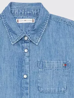 Vestido Tommy Hilfiger Jeans Chambray Ruffle Hem - Tamanho 6 - 7 anos na internet