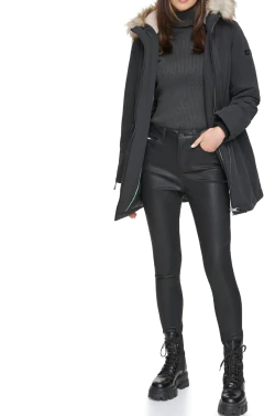 Jaqueta DKNY Feminina Faux Fur Trim Hooded Anorak Jacket - Tamanho G - comprar online
