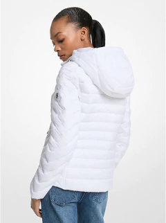 Jaqueta Reversível Nylon/Acolchoada Michael Kors Branco / Branco Logo - Tamanho M - loja online