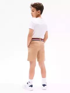 Bermuda Sarja Tommy Hilfiger Cáqui com Cinto - TH20 - Tamanho 4 anos - loja online