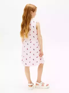 Imagem do Vestido Tommy Hilfiger Rosa Morangos - TH382 - Tamanho 4 - 5 anos
