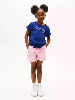 Camiseta Tommy Hilfiger Infantil Azul Logo Bordado - TH0988 - Tamanho 8 - 10 anos - Mimos de Orlando
