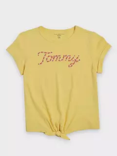Camiseta Tommy Hilfiger Infantil Amarela Logo Bordado - TH0348 - Tamanho 4 - 5 anos na internet