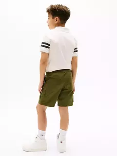 Bermuda Sarja Tommy Hilfiger Verde Militar- TH799 - Tamanho 12 - 14 anos - loja online