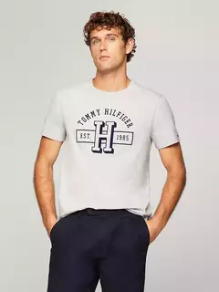 Camiseta Masculina Tommy Hilfiger Cinza Logo H- TH0987- Tamanho GG - comprar online