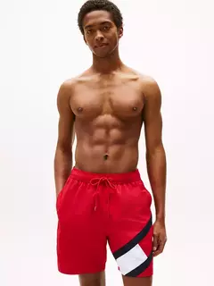 Bermuda Swim Tommy Hilfiger Masculina Vermelha Listras Diagonal - TH7021 - Tamanho P na internet