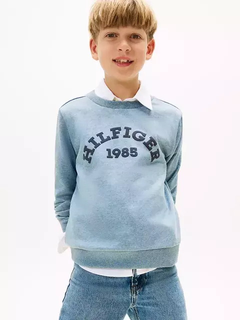 Moletom Tommy Hilfiger Fleece Blue - TH995- Tamanho 12 - 14 anos - comprar online