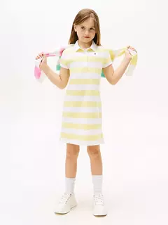 Vestido Polo Tommy Hilfiger Listrado Branco Amarelo - TH7161 - Tamanho 2 - 3 anos - comprar online