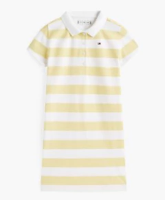 Vestido Polo Tommy Hilfiger Listrado Branco Amarelo - TH7161 - Tamanho 2 - 3 anos - Mimos de Orlando