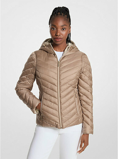 Jaqueta Reversível Nylon/Acolchoada Michael Kors Taupe/Bone Logo - Tamanho G