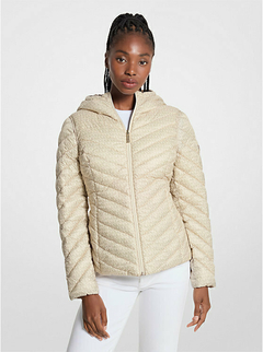 Jaqueta Reversível Nylon/Acolchoada Michael Kors Taupe/Bone Logo - Tamanho PP na internet