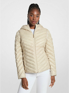 Jaqueta Reversível Nylon/Acolchoada Michael Kors Taupe/Bone Logo - Tamanho G na internet