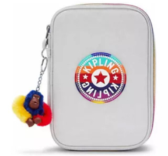 Conjunto Escolar Kipling Rainbow Cinza Mochila Estojo Lancheira - loja online