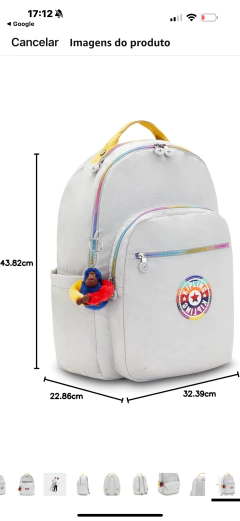 Conjunto Escolar Kipling Rainbow Cinza Mochila Estojo Lancheira - Mimos de Orlando
