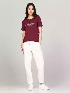 Camiseta Feminina Tommy Hilfiger Vinho - TH7809- Tamanho PP na internet