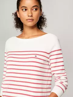 Sweater Feminino Tommy Hilfiger Branco Listras - TH282 - Tamanho P - Mimos de Orlando