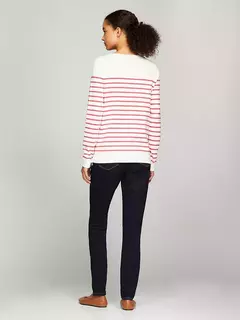 Sweater Feminino Tommy Hilfiger Branco Listras - TH282 - Tamanho P - loja online