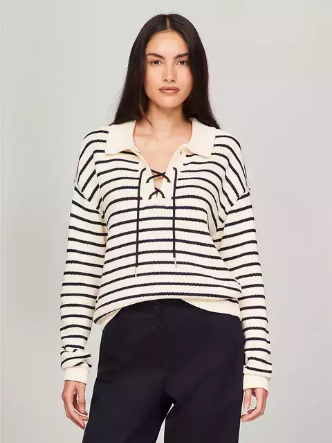 Sweater Feminino Corda Tommy Hilfiger Creme - TH5419 - Tamanho P - comprar online