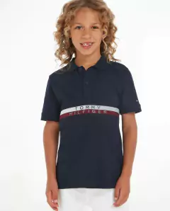 Camiseta Polo Tommy Hilfiger Azul Marinho- TH9345 - Tamanho 8 - 10 anos