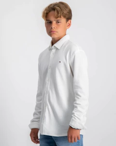 Camisa Social Tommy Hilfiger Off White - Menino - TH2323 - Tamanho 8 - 10 anos - loja online