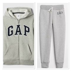 Conjunto Moletom Fleece Gap Cinza/Logo Azul Marinho - GAP1620 - Tamanho 6 - 7 anos na internet