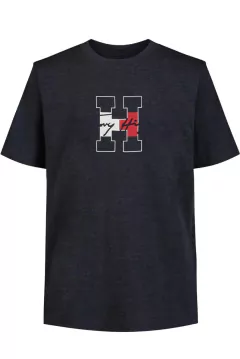 Camiseta Tommy Hilfiger Infantil Navy Heather - TH480 - Tamanho 14 - 16 anos na internet