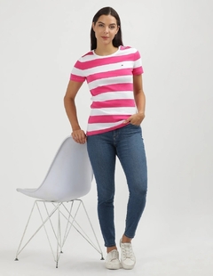 Camiseta Feminina Tommy Hilfiger Pink/White- TH4795- Tamanho P na internet
