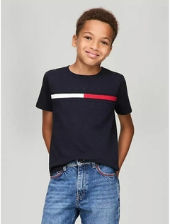 Camiseta Tommy Hilfiger Azul Marinho Logo- TH5243 - Tamanho 2 - 3 anos na internet