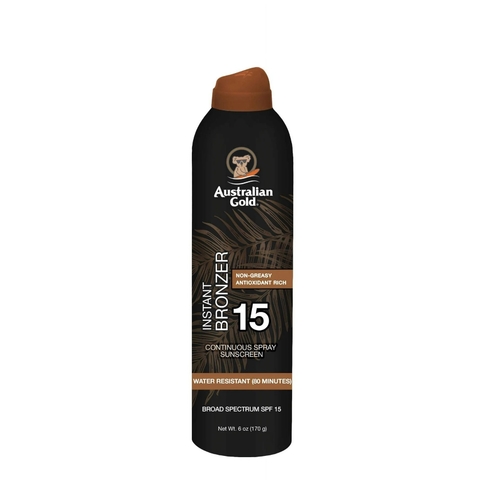 Australian Gold Continuous Sunscreen Spray with Instant Bronzer SPF 15 - EXP 09/27
