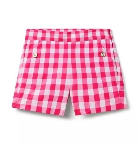 Short Popeline Gingham Pink Janie and Jack - Tamanho 6 anos