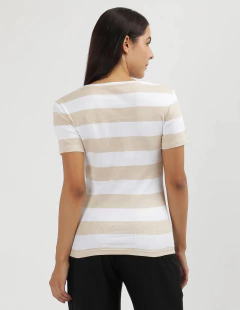 Camiseta Feminina Tommy Hilfiger - TH4975- Bege/Branca - Tamanho GG - comprar online