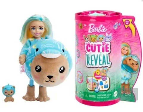 Barbie Cutie Reveal 6 surpesas Chelsea e acessórios golfinho