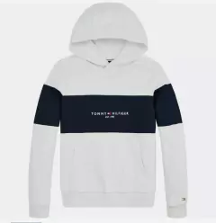 Moletom Tommy Hilfiger Cinza com Azul Marinho/Capuz - TH9876- Tamanho 16 - 18 anos na internet