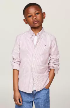 Camisa Social Menino Tommy Hilfiger Rosa Claro - TH010 - Tamanho 4 - 5 anos - Mimos de Orlando