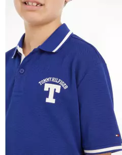 Camiseta Infantil Polo Tommy Hilfiger - Azul com Bordado- TH012- Tamanho 6 -7 anos - Mimos de Orlando