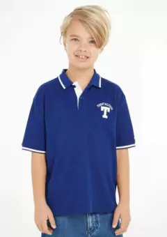 Camiseta Infantil Polo Tommy Hilfiger - Azul com Bordado- TH012- Tamanho 6 -7 anos na internet