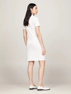 Vestido Polo Slim Fit Stripe Stretch Tommy Hilfiger - TH7866 - Branco - Tamanho P - comprar online