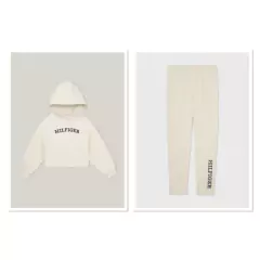 Conjunto Infantil Menina Moletinho + Legging Tommy Hilfiger Creme - Tamanho 12 - 14 anos