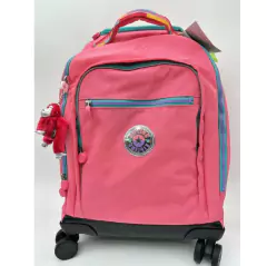 Mochila Kipling com rodinhas New Zea para laptop de 15 polegadas - Pink Stripe - Mimos de Orlando