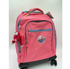 Mochila Kipling com rodinhas New Zea para laptop de 15 polegadas - Pink Stripe