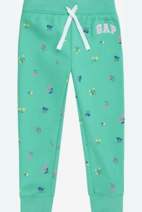 Calça Moletom Fleece Gap Verde Floral - Gap646 - Tamanho 4 anos
